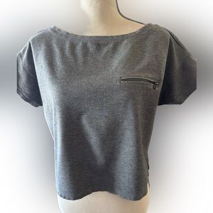 BANANA REPUBLIC: Grey Zipper Thick Crop T Sz M